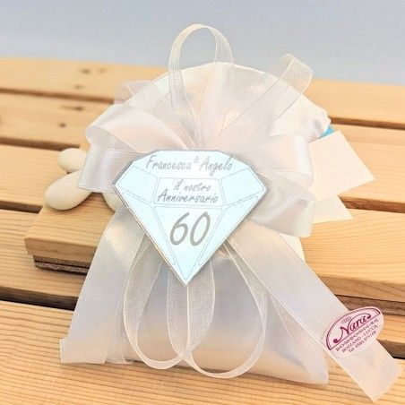Bomboniere Nozze di diamante 60 anni Magnete diamante personalizzato