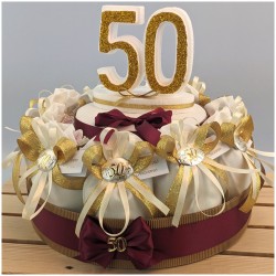 Torta porta sacchettini con placchetta 50 anniversario