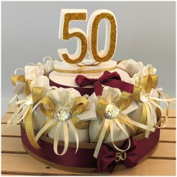 Torta porta sacchettini con placchetta 50 anniversario