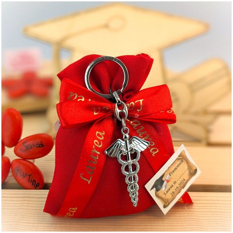 Bomboniere per Laurea Farmacia Caduceo portachiavi