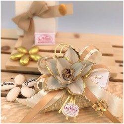 Bomboniere 50 Anniversario di nozze fiore oro