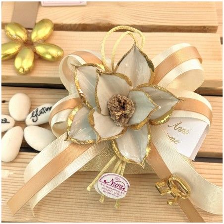 Bomboniere 50 Anniversario di nozze fiore oro