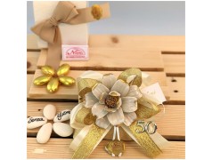 Bomboniere 50 Anniversario fiore peonia oro