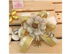 Bomboniere 50 Anniversario fiore peonia oro