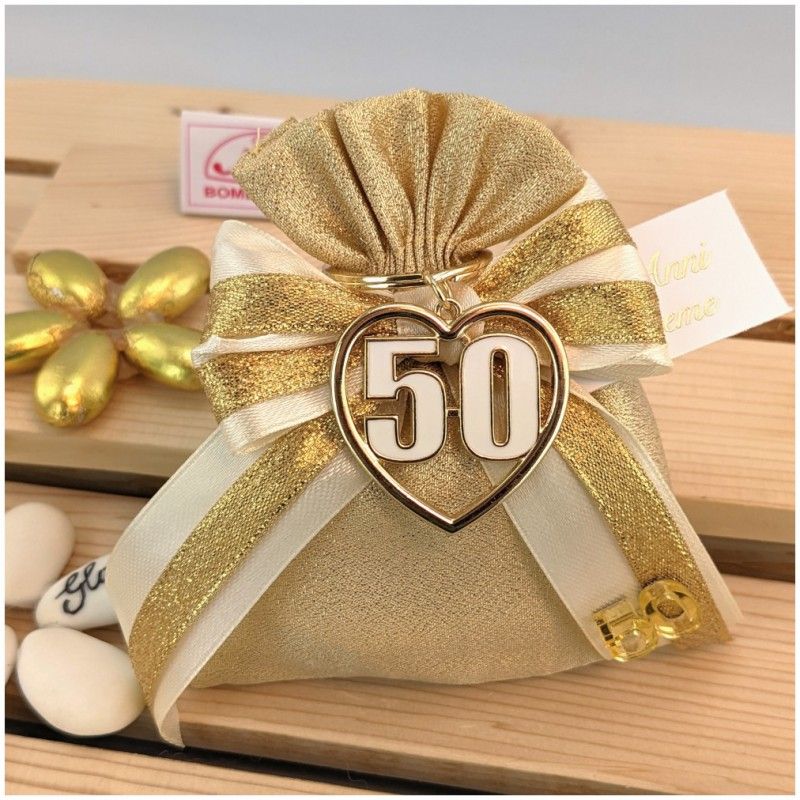 bomboniera 50 anniversario anni matrimonio in cristallo nozze oro d'oro