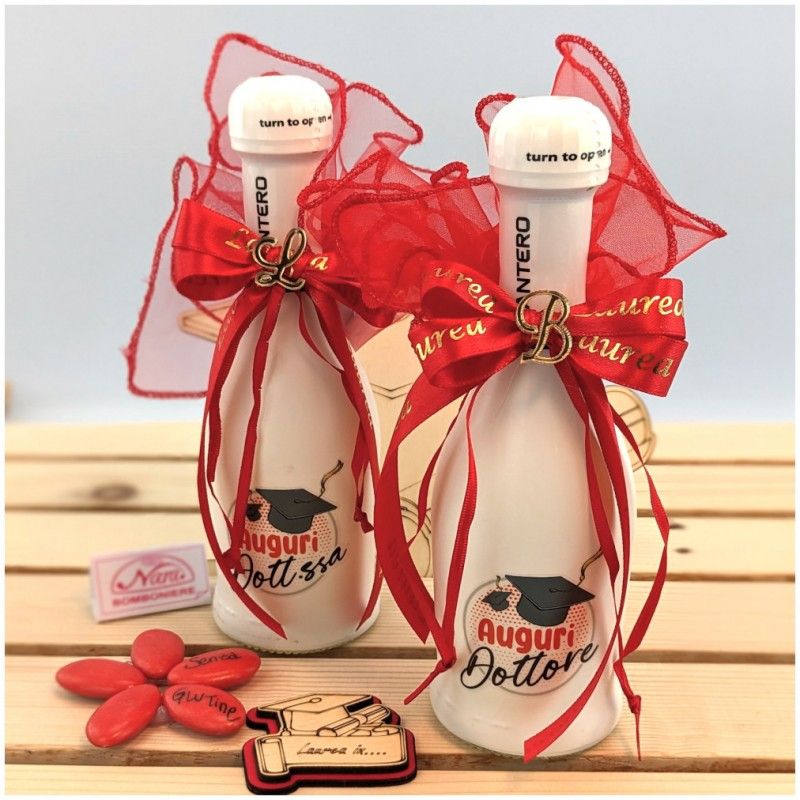 Bomboniere per laurea bottiglie Santero,Mini Bottiglie prosecco Bomboniere per laurea