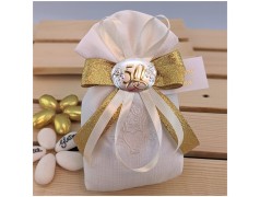 Sacchettino porta confetti con placchetta 50 anniversario