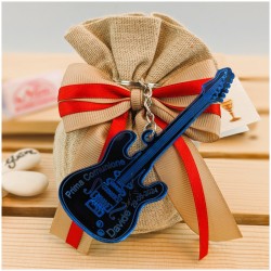 Bomboniera Tema Musica Portachiavi personalizzato Chitarra ellettrica e Classica in plex