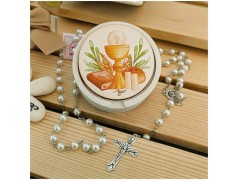 Scatolina porta Rosario simbolo comunione