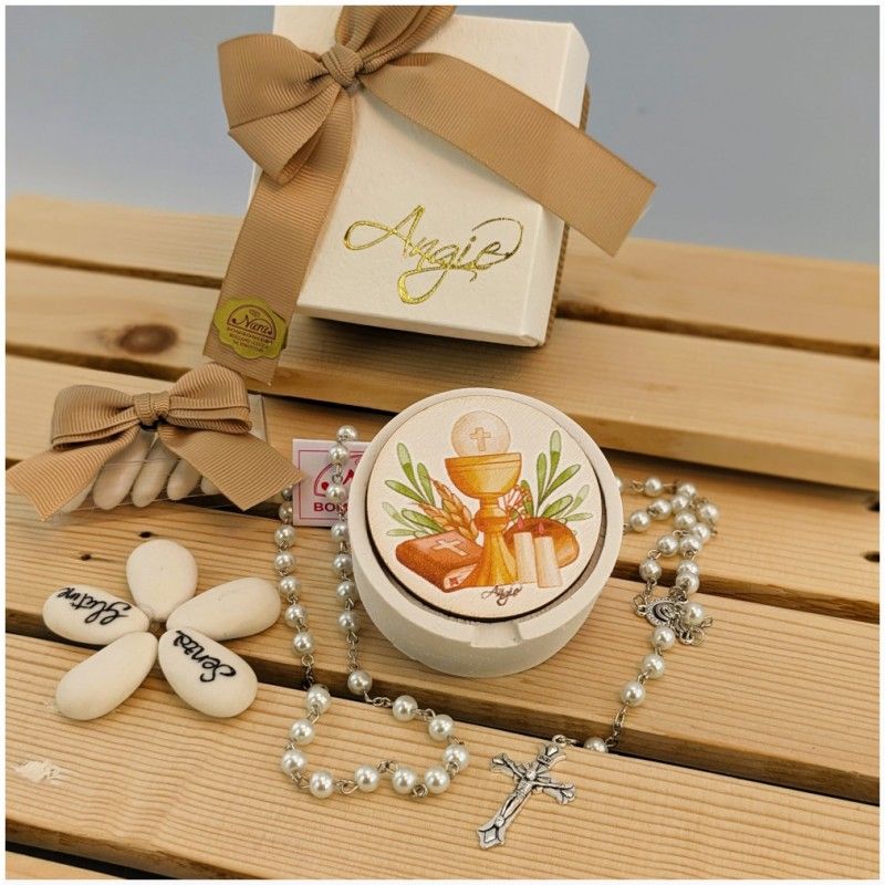 Scatolina porta Rosario simbolo comunione