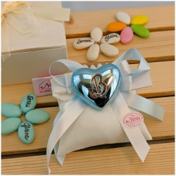 Bomboniere cuore azzurro gold Claraluna