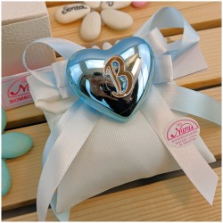 Bomboniere cuore azzurro gold Claraluna