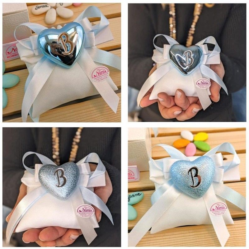 Bomboniere cuore azzurro gold Claraluna