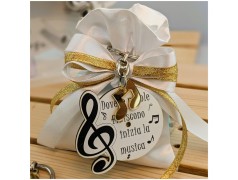 Bomboniera tema musica Portachiavi Con frasi e chiave di violino