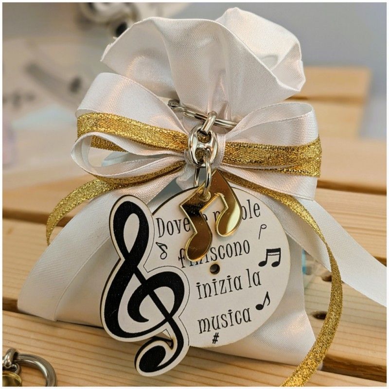 Bomboniera tema musica Portachiavi Con frasi e chiave di violino