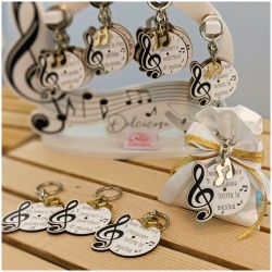 Bomboniera tema musica Portachiavi Con frasi e chiave di violino