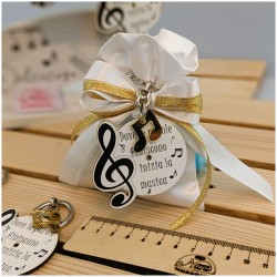Bomboniera tema musica Portachiavi Con frasi e chiave di violino