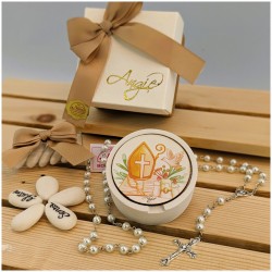 Bomboniere per Cresima scatolina Rotonda porta Rosario