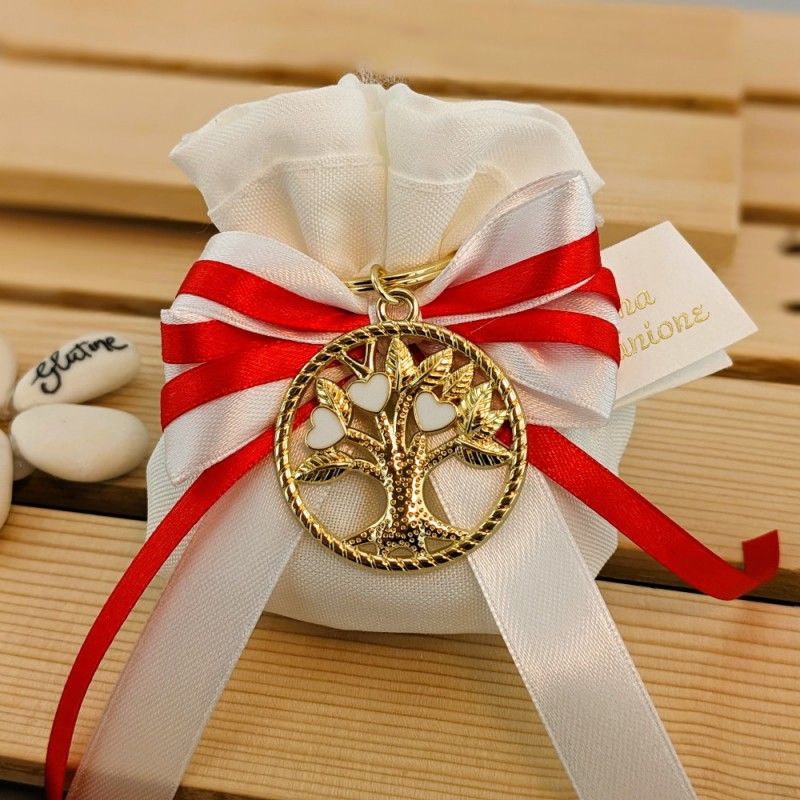 Bomboniera Cresima Portachiavi albero della vita oro