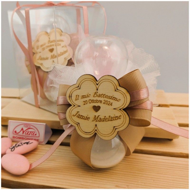 Bomboniere Battesimo Clessidra abbinata al Barattolino personalizzato