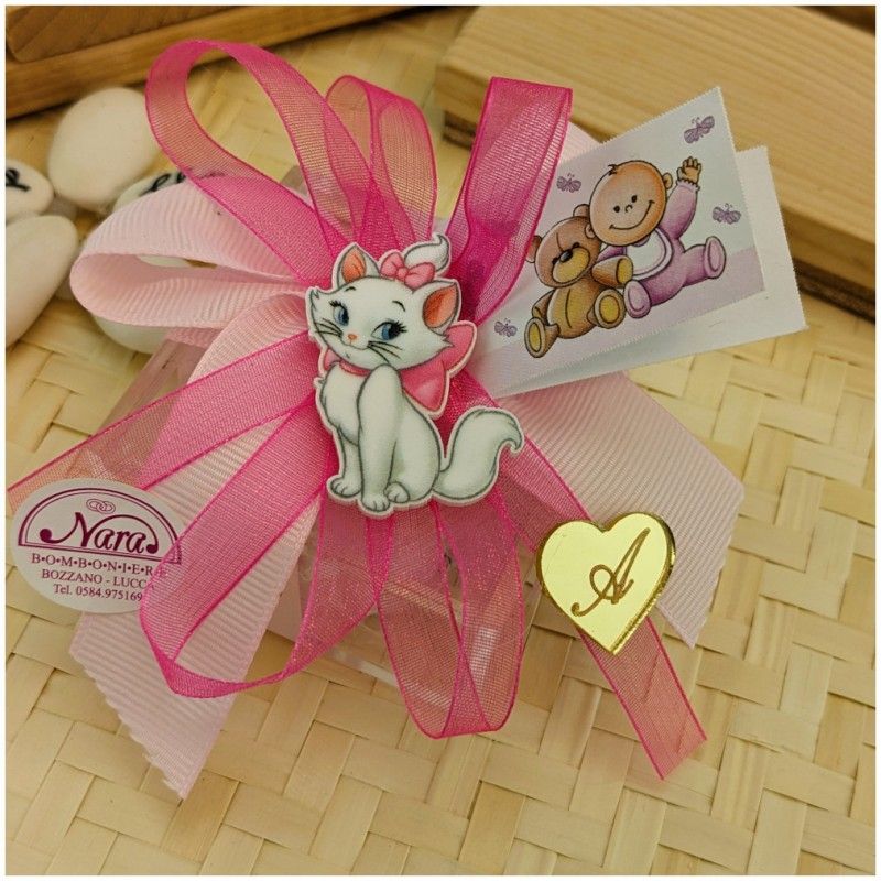 Bomboniera Battesimo Bambina calamita a tema Minù Aristogatti