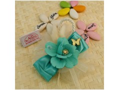 Rose Satinate Bomboniere Capodimonte con saponette verde