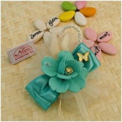 Rose Satinate Bomboniere Capodimonte con saponette verde