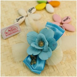 Rose Satinate Bomboniere Capodimonte con saponette avio