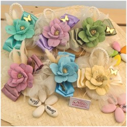 Rose Satinate Bomboniere Capodimonte con saponette