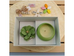 Candele Bomboniere con fiore di Capodimonte verde macha