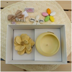 Candele Bomboniere con fiore di Capodimonte giallo