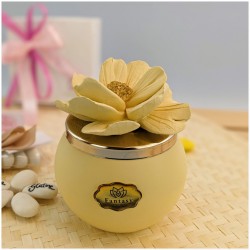 Candele Bomboniere con fiore di Capodimonte giallo