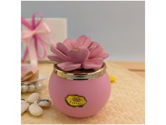 Candele Bomboniere con fiore di Capodimonte rosa antico