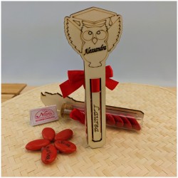 Provetta in vetro con gufetto segnalibro Bomboniere laurea