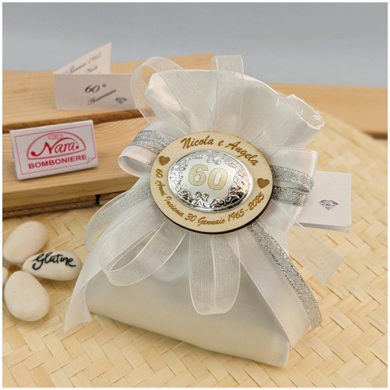 Bomboniera di Diamante 60 Anni di Matrimonio Placchetta personalizzata