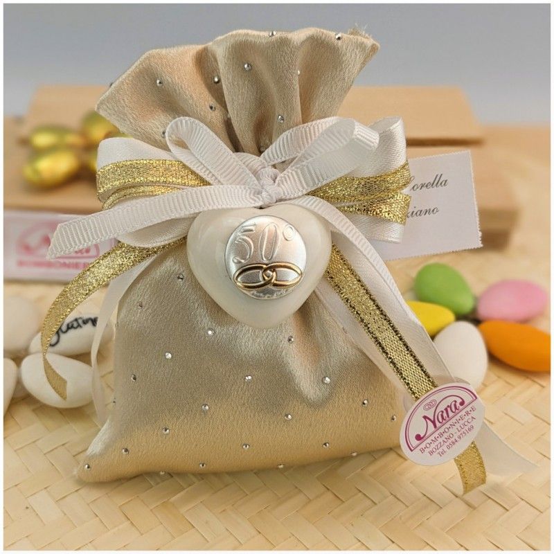 Nozze d'oro Bomboniere Cuore in porcellana