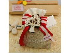 Bomboniera Cresima Calamita Albero della vita Bianco e legno