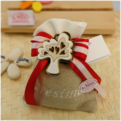 Bomboniera Cresima Calamita Albero della vita Bianco e legno