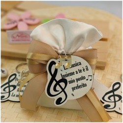 Bomboniera tema musica Portachiavi Con frasi e chiave di violino