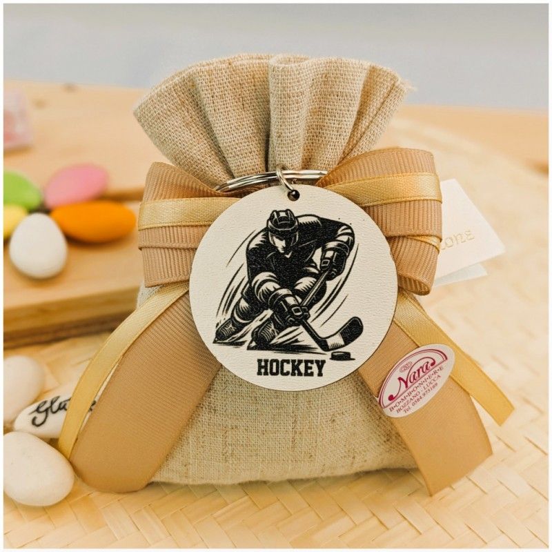 Bomboniere Hockey portachiavi in legno
