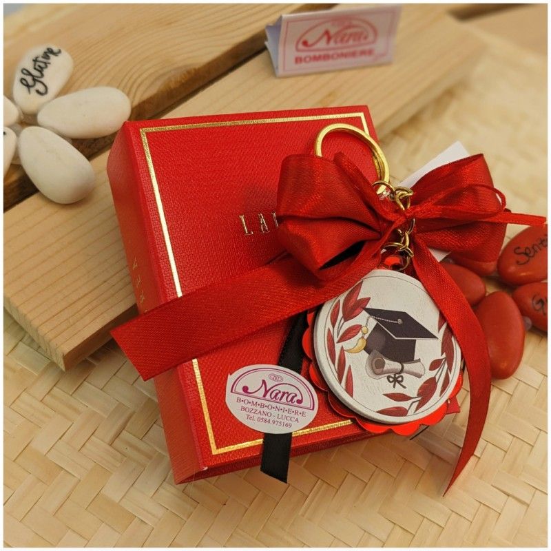 Scatolina Bomboniere laurea Tocco portachiavi