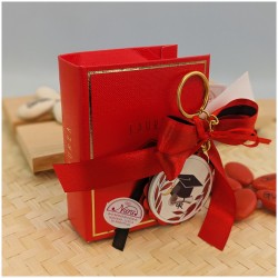 Scatolina Bomboniere laurea Tocco portachiavi