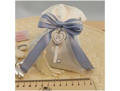 Sacchettino chiave calamita nozze d'argento