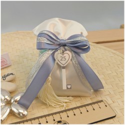 Sacchettino chiave calamita nozze d'argento