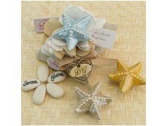 Bomboniera tema Mare Stelle marine in porcellana azzurra gialla e tortora