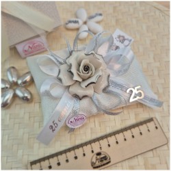 Bomboniere 25 Anniversario Rosa in capodimonte