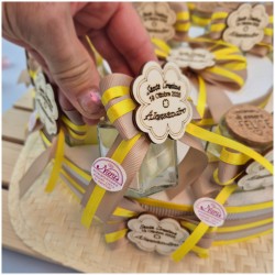 Torta di Barattolini Bomboniere quadrifoglio personalizzato giallo