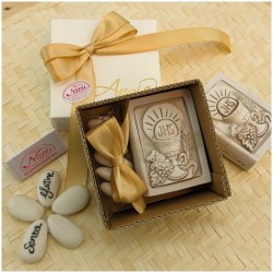 Vangelo scatolina porta Rosario in pietra ricomposta