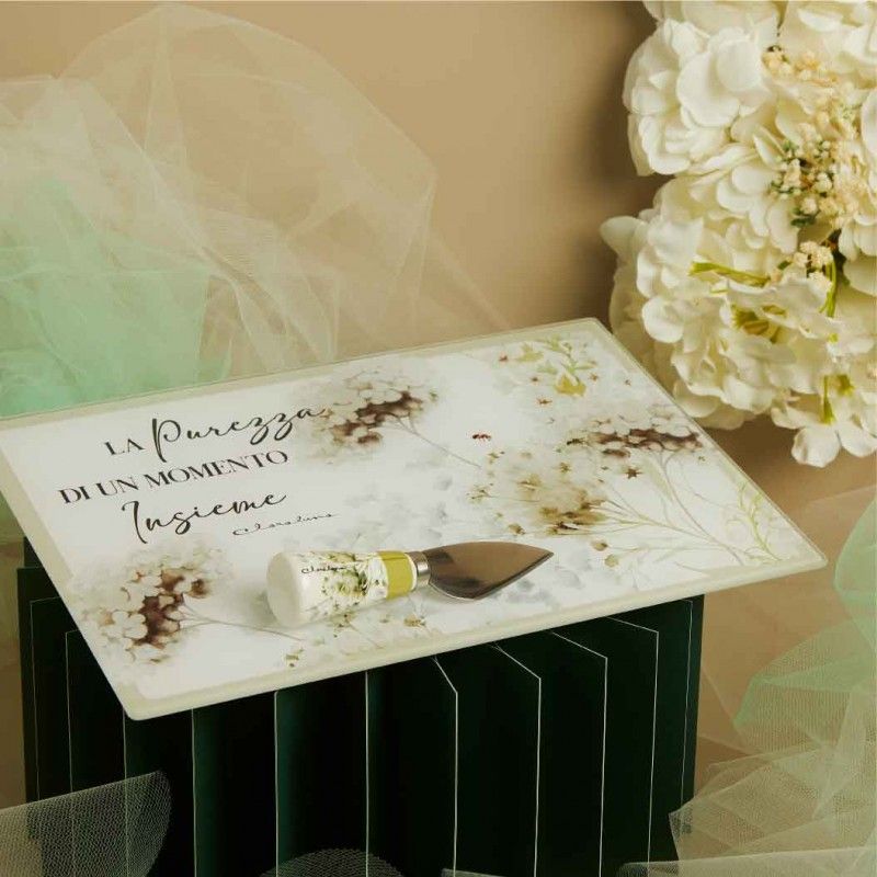 Tagliere in vetro con coltellino