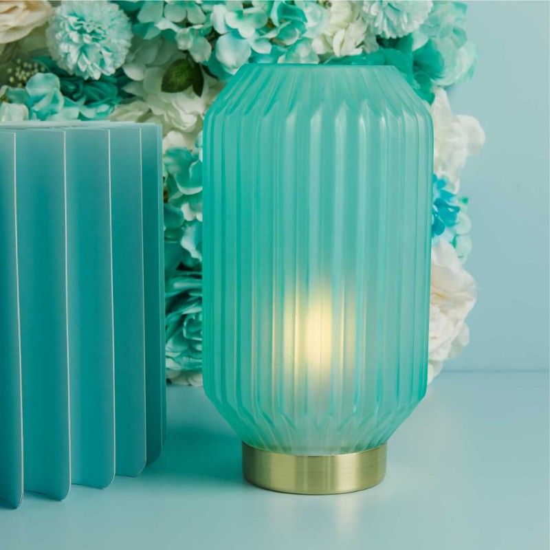 Lampada Grande Plissettata Azzurra di Claraluna